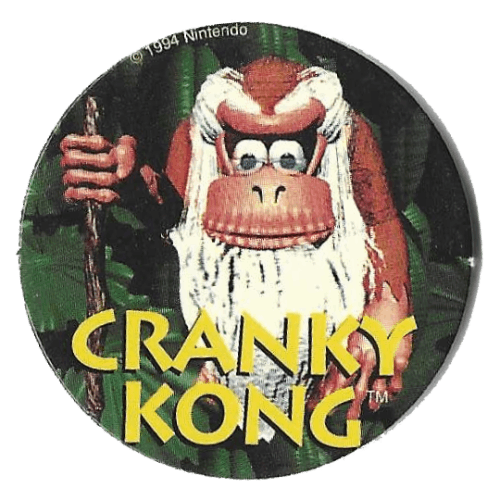 3d rendering of Cranky Kong as he appeared in Donkey Kong Country facing forward with holding a walking stick in his right hand.