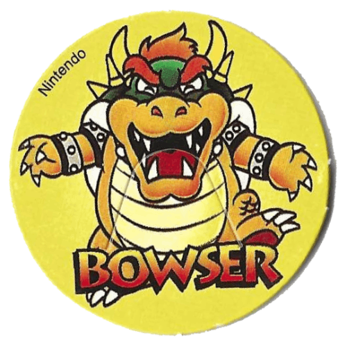 Bowser as he appears in Super Mario World facing forward as if approaching the viewer.